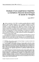Analyse d'une expérience tripartite: la tentative d'accord économique et social en Hongrie