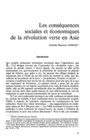 Les conséquences sociales et économiques de la révolution verte en Asie