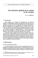 Une prévision globale de la misère et de l'emploi