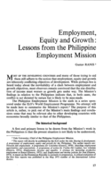 Employment, equity and growth: lessons from the Philippine employment mission