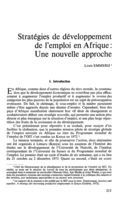 Stratégies de développement de l'emploi en Afrique: une nouvelle approche