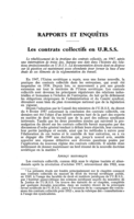 Les contrats collectifs en U.R.S.S.