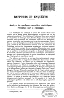 Analyse de quelques enquêtes statistiques récentes sur le chômage