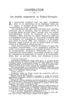 Les sociétés coopératives en Tchéco-Slovaquie