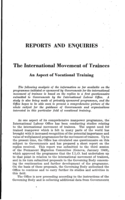 The international movement of trainees: an aspect of vocational training