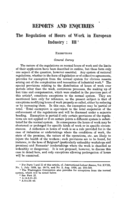 The regulation of hours of work in European industry: III