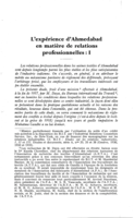 L'expérience d'Ahmedabad en matière de relations professionnelles: I