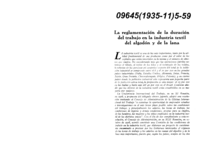 La reglamentación de la duración del trabajo en la industria textil del algodón y de la lana
