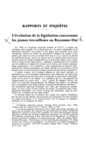 L'évolution de la législation concernant les jeunes travailleurs au Royaume-Uni