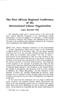 The first African Regional Conference of the International Labour Organisation: Lagos, December 1960