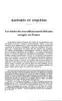 Les loisirs des travailleurs nord-africains occupés en France