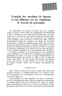 L'emploi des machines de bureau et son influence sur les conditions de travail du personnel