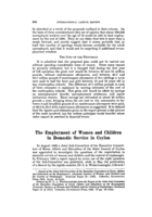 The employment of women and children in domestic service in Ceylon