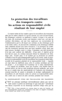 La protection des travailleurs des transports contre les actions en responsabilité civile résultant de leur emploi