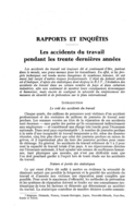 Les accidents du travail pendant les trente dernières années