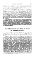 La réglementation de la durée du travail en Allemagne en 1927