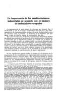 La importancia de los establecimientos industriales de acuerdo con el número de trabajadores ocupados