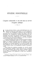 L'hygiène industrielle et son rôle dans un service d'hygiène publique