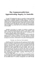 The commonwealth-state apprenticeship inquiry in Australia