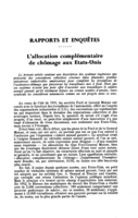 L'allocation complémentaire de chômage aux Etats-Unis