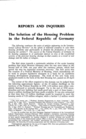 The solution of the housing problem in the Federal Republic of Germany