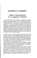 Aspects internationaux de la migration familiale