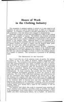 Hours of work in the clothing industry