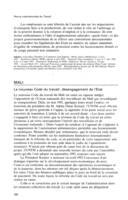 Mali: le nouveau code du travail; désengagement de l'Etat