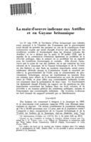 La main-d'oeuvre indienne aux Antilles et en Guyane britannique