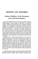 Labour statistics in the European iron and steel industry