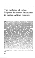 The evolution of labour disputes settlement procedures in certain African countries