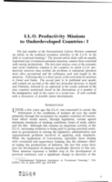 ILO productivity missions to underdeveloped countries: I