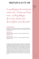 Les politiques de croissance verte et le "Nouveau Pacte vert" en République de Corée ont-ils créé des emplois verts décents ?