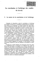 La conciliation et l'arbitrage des conflits du travail: I, La nature de la conciliation et de l'arbitrage
