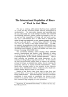The international regulation of hours of work in coal mines