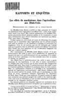 Les effets du machinisme dans l'agriculture aux Etats-Unis