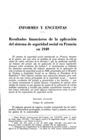 Resultados financieros de la aplicación del sistema de seguridad social en Francia en 1949