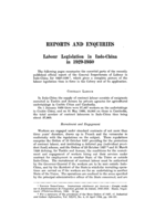Labour legislation in Indo-China in 1929-1930