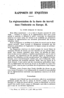 La réglementation de la durée du travail dans l'industrie en Europe: II