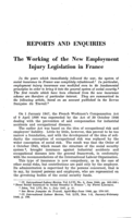 The working of the new employment injury legislation in France