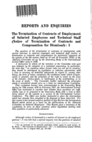 The termination of contracts of employment of salaried employees and technical staff (notice of termination of contracts and compensation for dismissal): I