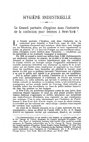Le Conseil paritaire d'hygiène dans l'industrie de la confection pour femmes à New-York