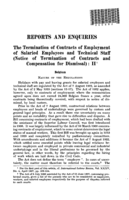 The termination of contracts of employment of salaried employees and technical staff (notice of termination of contracts and compensation for dismissal): II