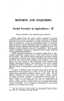 Social security in agriculture: II