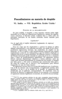 Procedimientos en materia de despido: VI, VII, India. República Árabe Unida