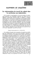 La réglementation du travail des enfants dans les professions non industrielles