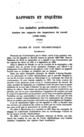 Les maladies professionnelles: analyse des rapports des inspecteurs du travail (1920-1922). [IV]