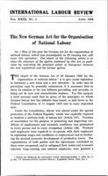 The new German act for the organisation of national labour
