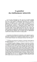 La grandeur des établissements industriels