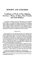 Conditions of work of fire fighting services: hours of duty, rest periods and paid holidays